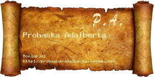 Prohaska Adalberta névjegykártya